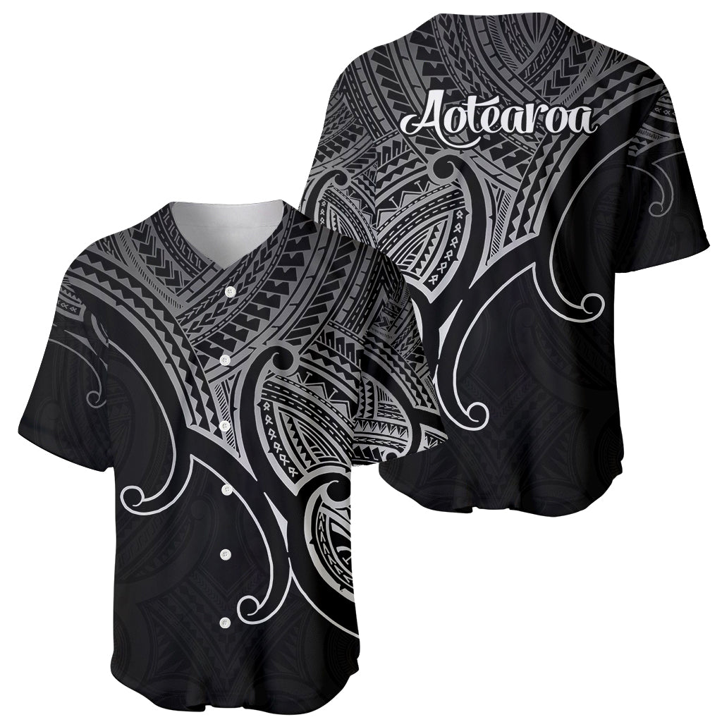 Aotearoa Polynesian Baseball Jersey with Maori Koru Black LT9 - Wonder Print Shop