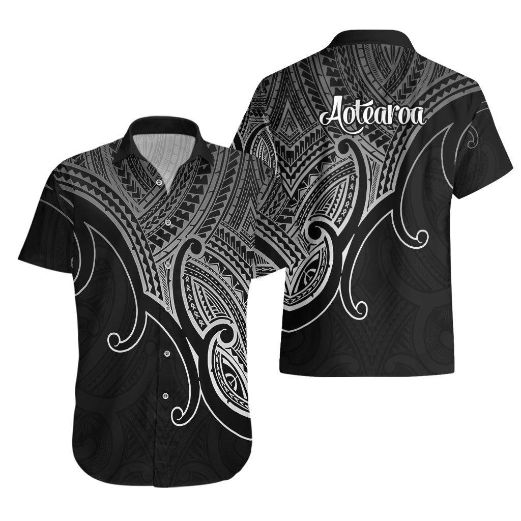 Aotearoa Polynesian Hawaiian Shirt with Maori Koru Black - Wonder Print Shop