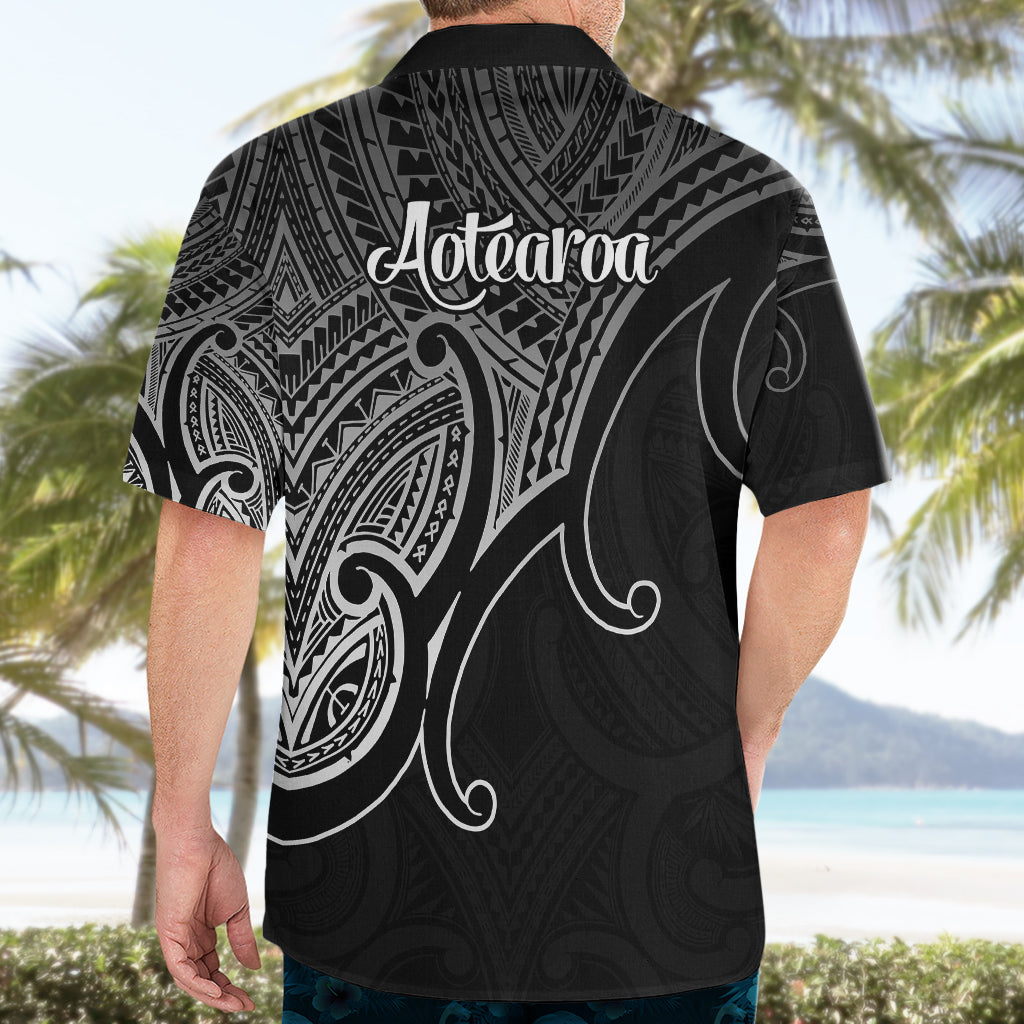 Aotearoa Polynesian Hawaiian Shirt with Maori Koru Black - Wonder Print Shop