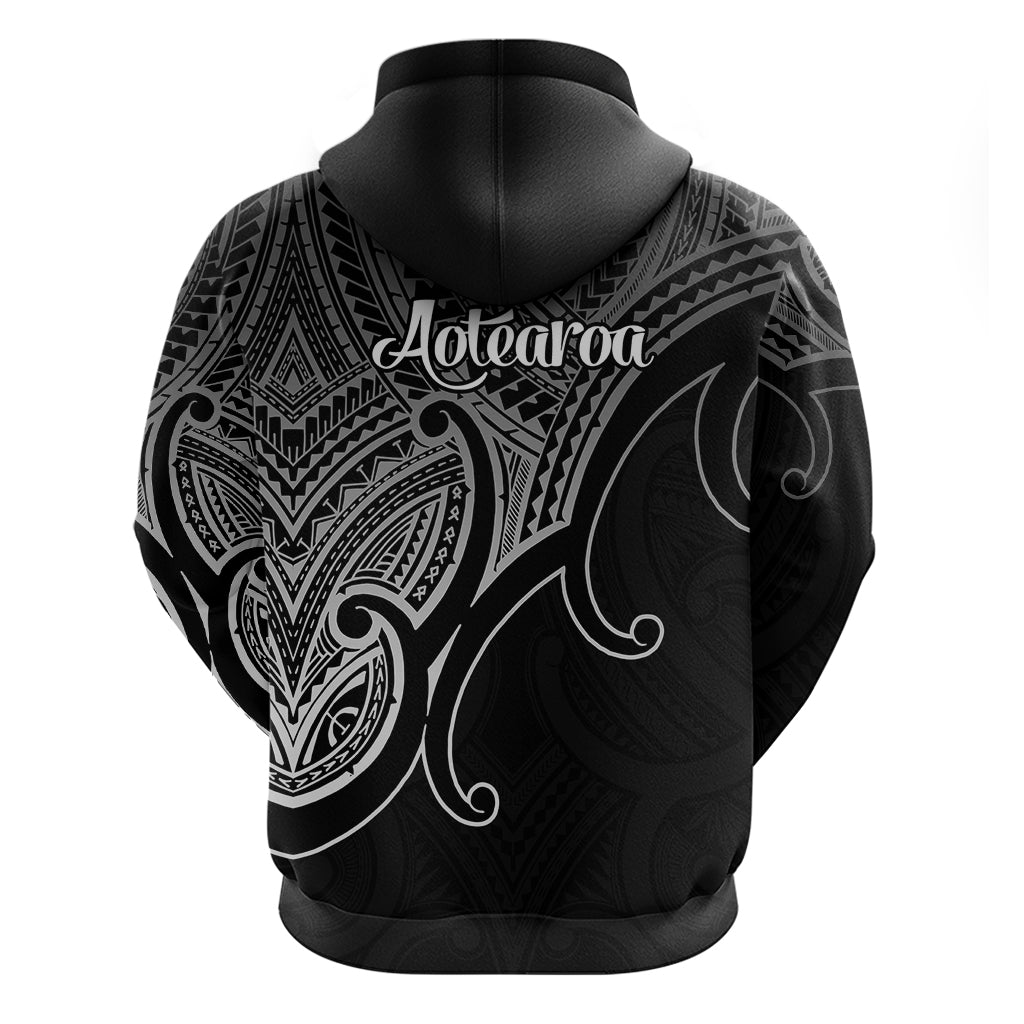 Aotearoa Polynesian Hoodie with Maori Koru Black - Wonder Print Shop