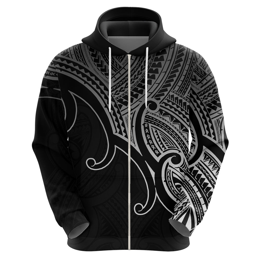 Aotearoa Polynesian Hoodie with Maori Koru Black - Wonder Print Shop