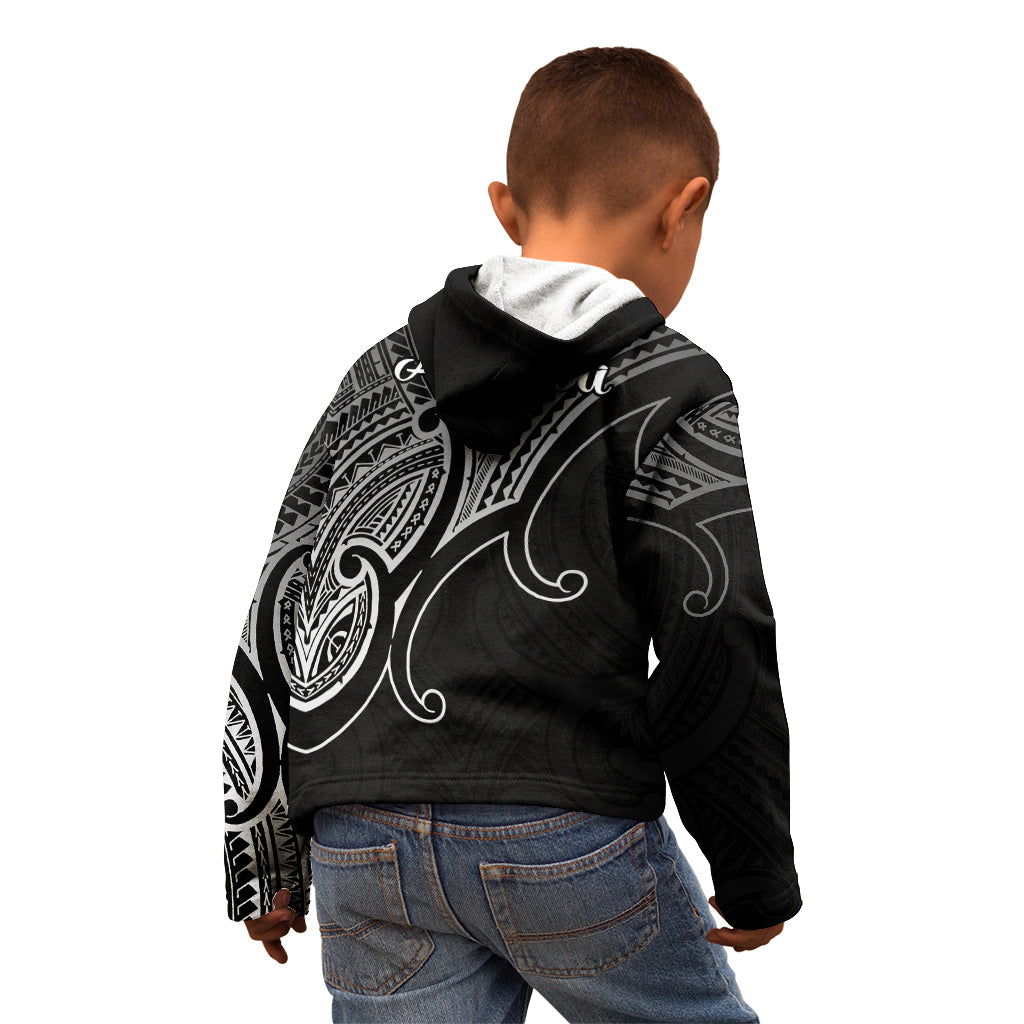 Aotearoa Polynesian Kid Hoodie with Maori Koru Black - Wonder Print Shop
