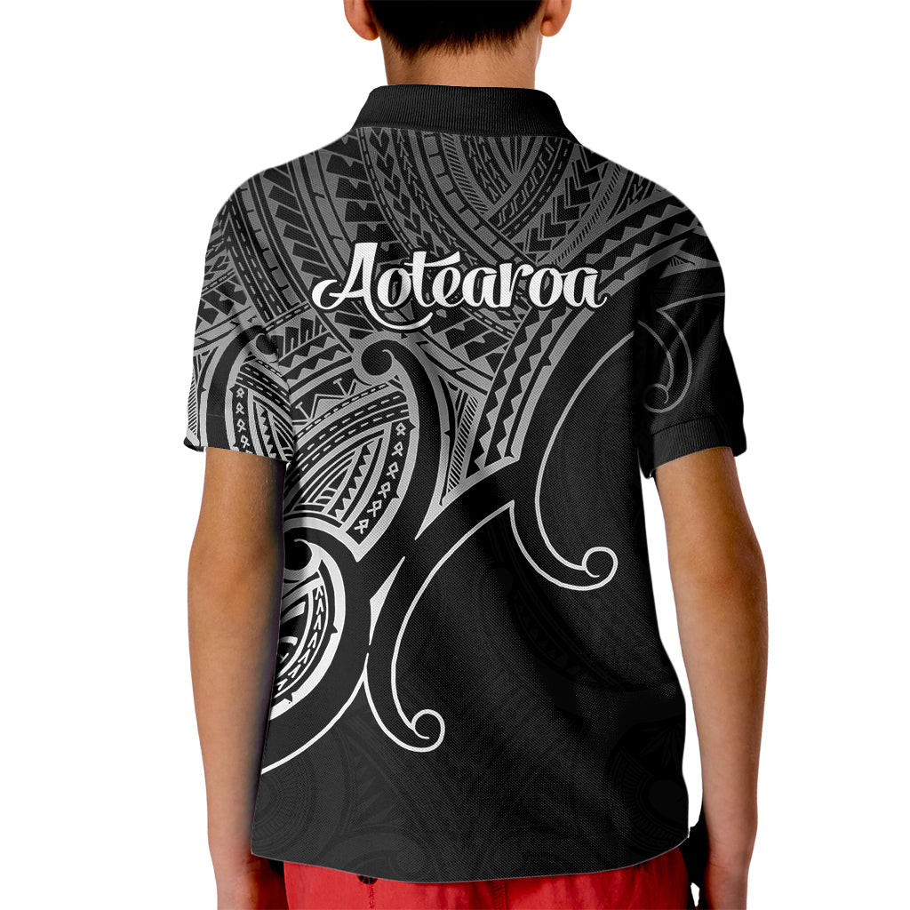 Aotearoa Polynesian Kid Polo Shirt with Maori Koru Black - Wonder Print Shop