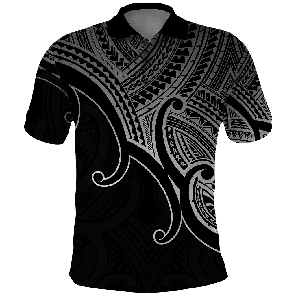Aotearoa Polynesian Polo Shirt with Maori Koru Black - Wonder Print Shop