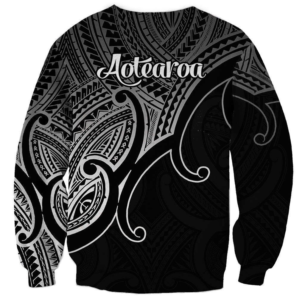 Aotearoa Polynesian Sweatshirt with Maori Koru Black - Wonder Print Shop