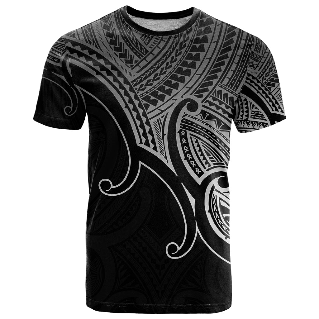 Aotearoa Polynesian T Shirt with Maori Koru Black - Wonder Print Shop
