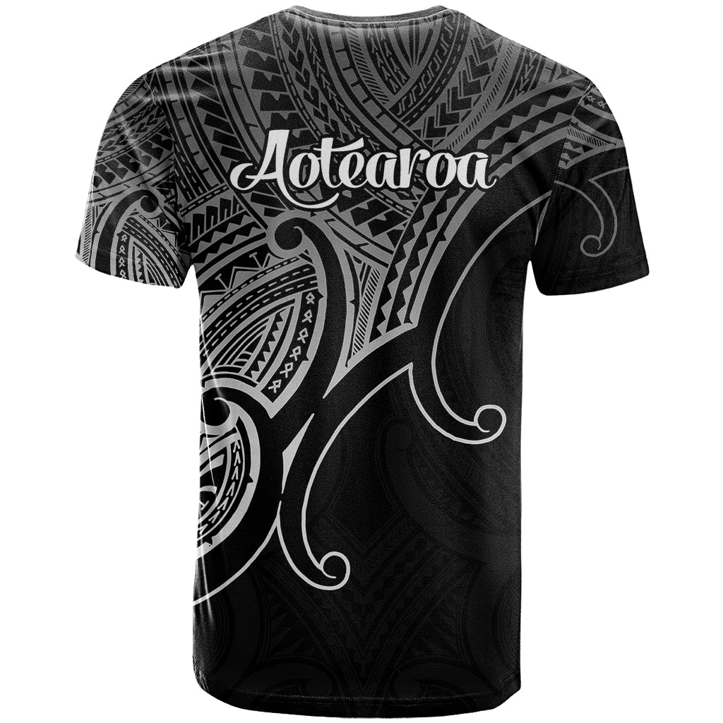 Aotearoa Polynesian T Shirt with Maori Koru Black - Wonder Print Shop