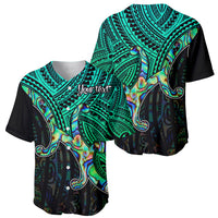 Aotearoa Polynesian Baseball Jersey with Maori Koru Blue LT9 - Wonder Print Shop