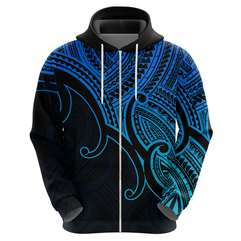 Aotearoa Polynesian Hoodie with Maori Koru Blue - Wonder Print Shop