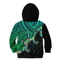 Aotearoa Polynesian Kid Hoodie with Maori Koru Blue - Wonder Print Shop
