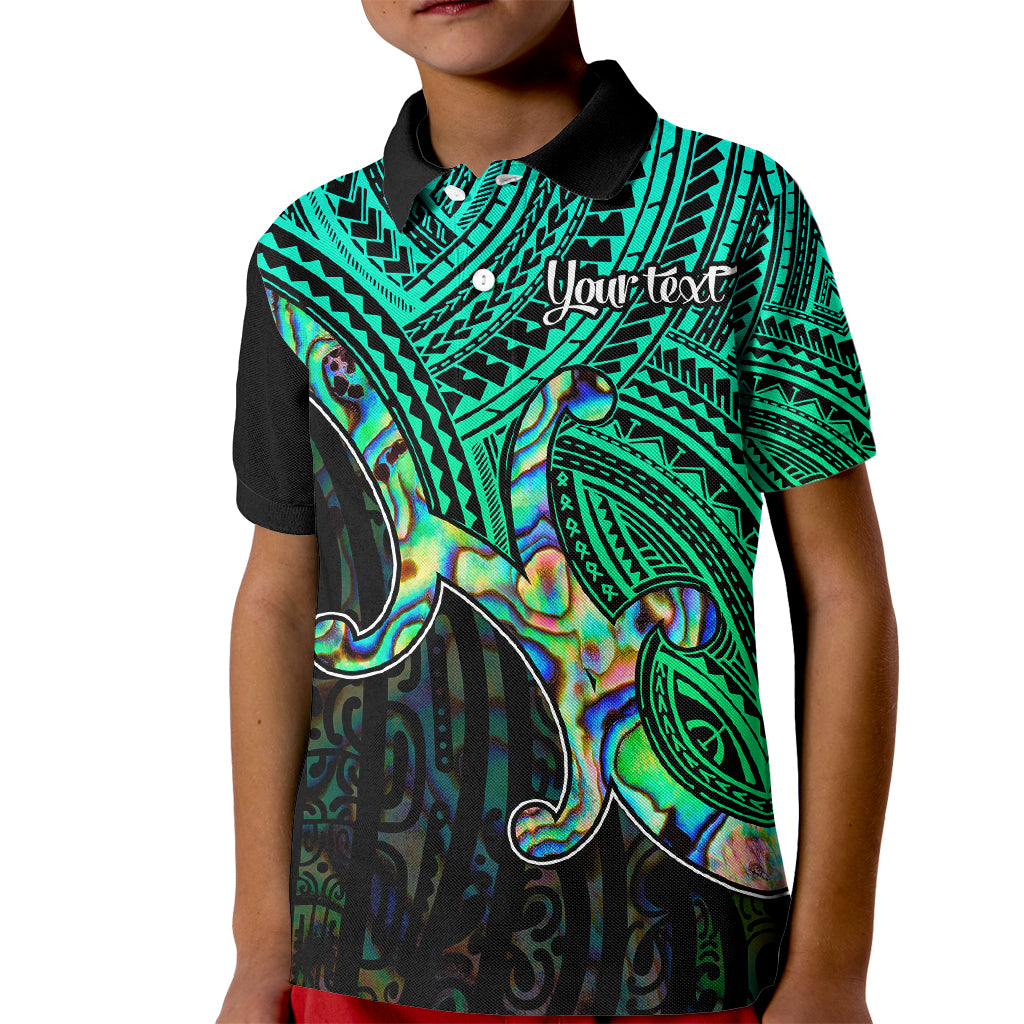 Aotearoa Polynesian Kid Polo Shirt with Maori Koru Blue - Wonder Print Shop