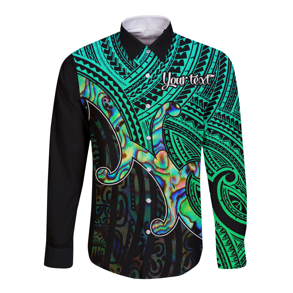 Aotearoa Polynesian Long Sleeve Button Shirt with Maori Koru Blue - Wonder Print Shop