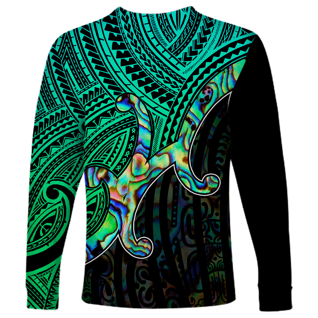 Aotearoa Polynesian Long Sleeve Shirt with Maori Koru Blue - Wonder Print Shop