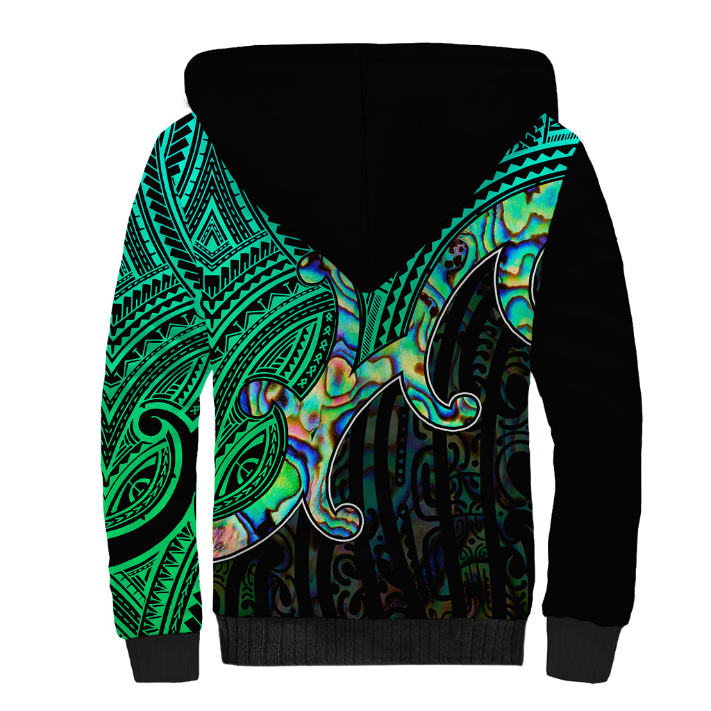 Aotearoa Polynesian Sherpa Hoodie with Maori Koru Blue - Wonder Print Shop