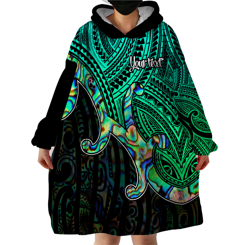 Aotearoa Polynesian Wearable Blanket Hoodie with Maori Koru Blue - Wonder Print Shop