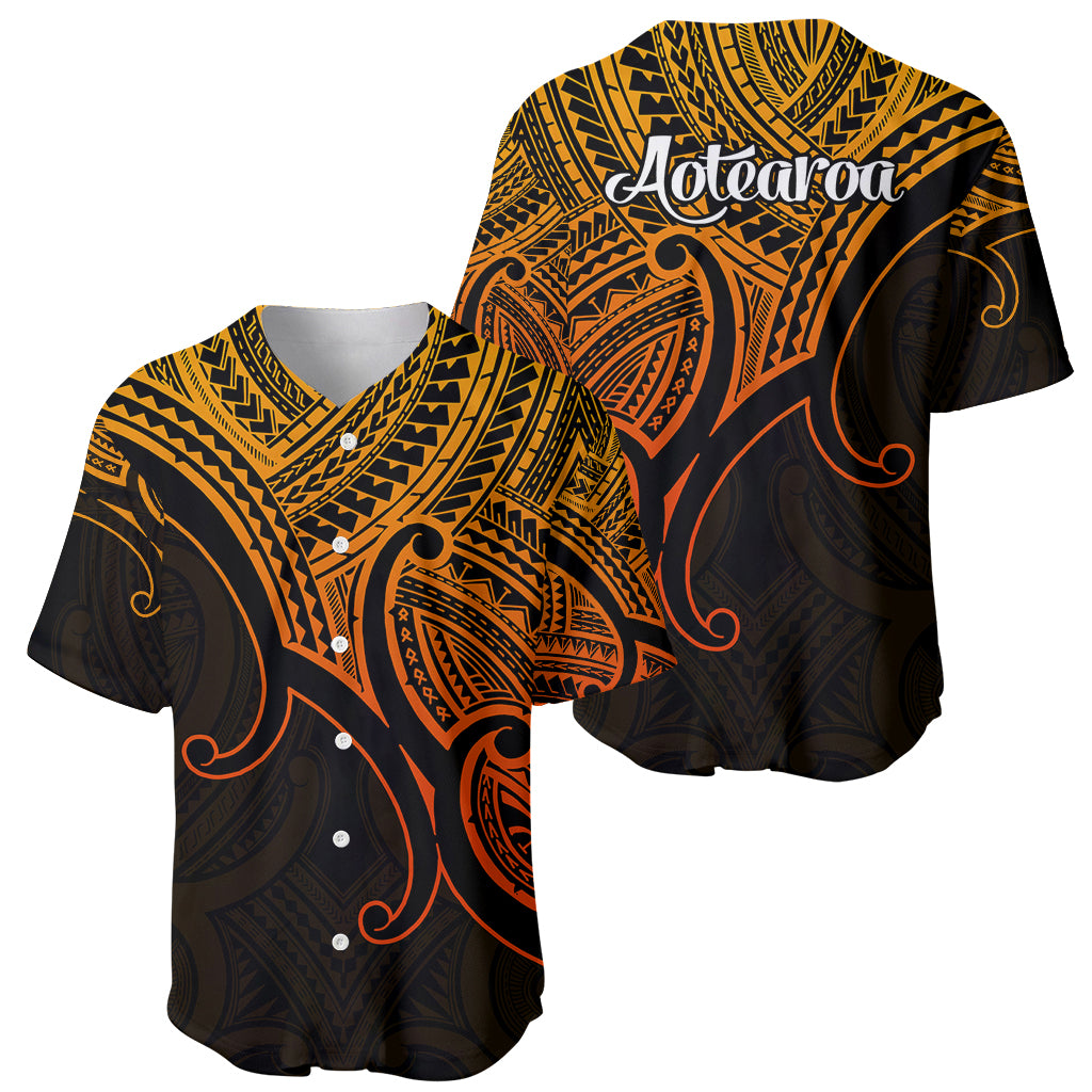 Aotearoa Polynesian Baseball Jersey with Maori Koru Gold LT9 - Wonder Print Shop
