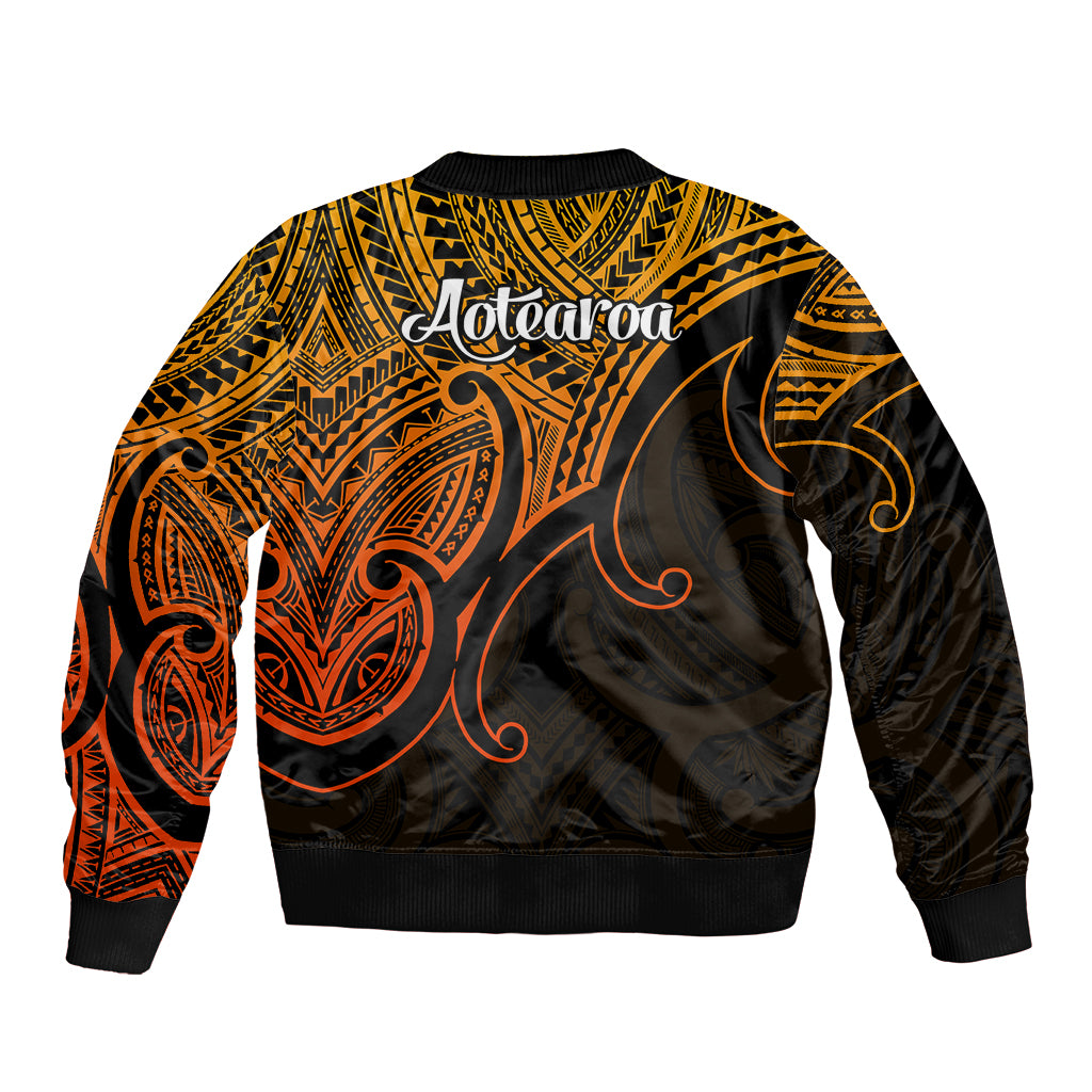 Aotearoa Polynesian Bomber Jacket with Maori Koru Gold LT9 - Wonder Print Shop