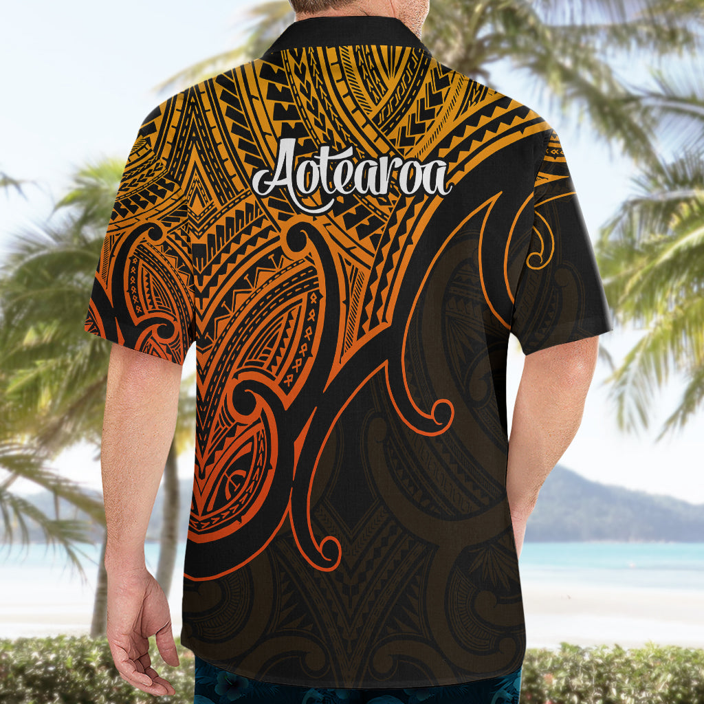 Aotearoa Polynesian Hawaiian Shirt with Maori Koru Gold - Wonder Print Shop
