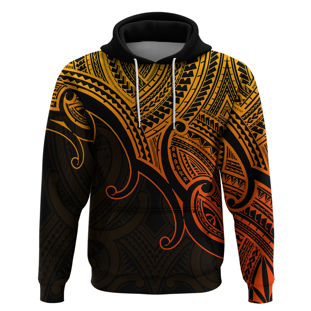 Aotearoa Polynesian Hoodie with Maori Koru Gold - Wonder Print Shop
