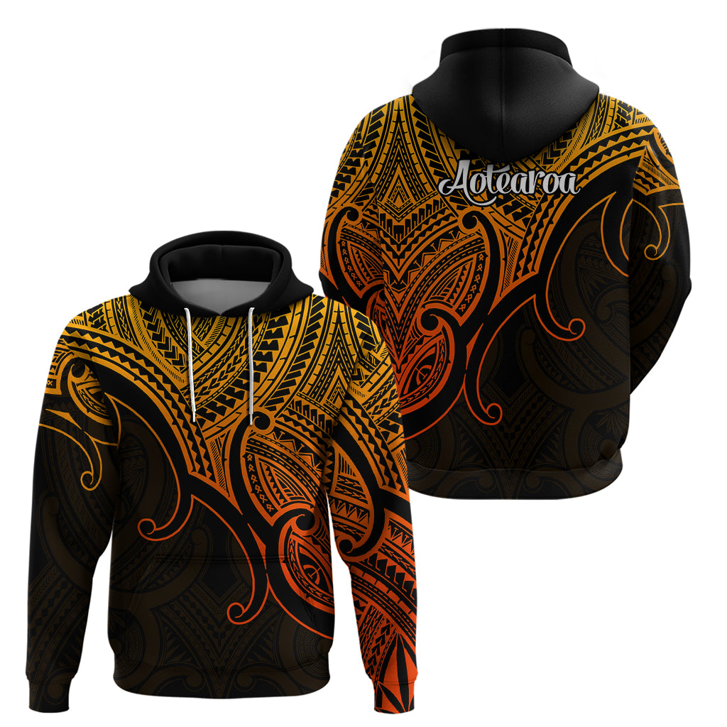 Aotearoa Polynesian Hoodie with Maori Koru Gold - Wonder Print Shop