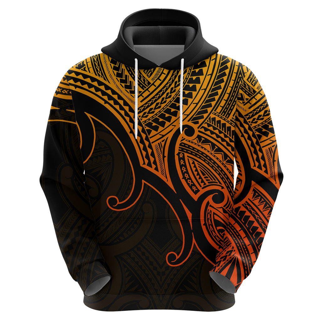 Aotearoa Polynesian Hoodie with Maori Koru Gold - Wonder Print Shop