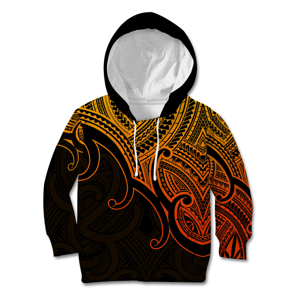 Aotearoa Polynesian Kid Hoodie with Maori Koru Gold - Wonder Print Shop