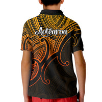 Aotearoa Polynesian Kid Polo Shirt with Maori Koru Gold - Wonder Print Shop