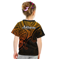 Aotearoa Polynesian Kid T Shirt with Maori Koru Gold - Wonder Print Shop
