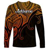 Aotearoa Polynesian Long Sleeve Shirt with Maori Koru Gold - Wonder Print Shop