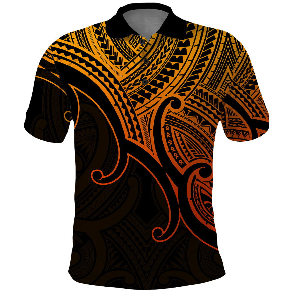 Aotearoa Polynesian Polo Shirt with Maori Koru Gold - Wonder Print Shop
