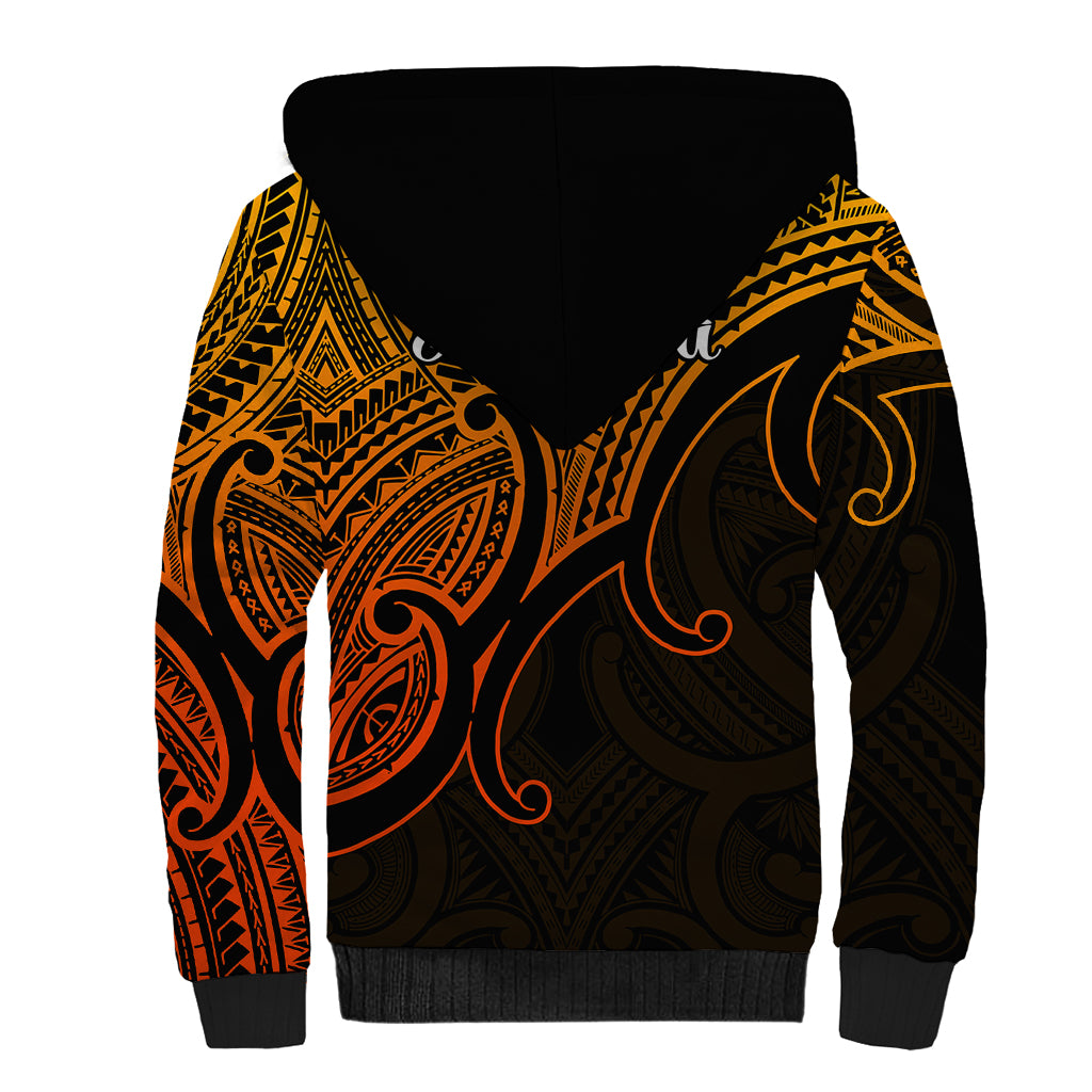 Aotearoa Polynesian Sherpa Hoodie with Maori Koru Gold - Wonder Print Shop