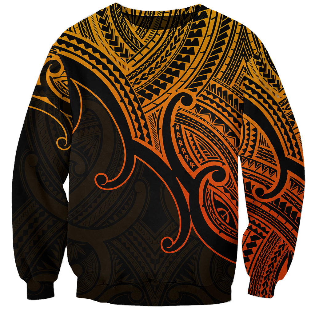 Aotearoa Polynesian Sweatshirt with Maori Koru Gold - Wonder Print Shop