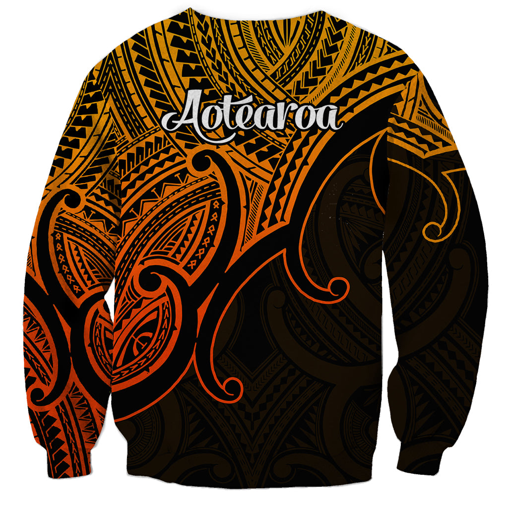 Aotearoa Polynesian Sweatshirt with Maori Koru Gold - Wonder Print Shop