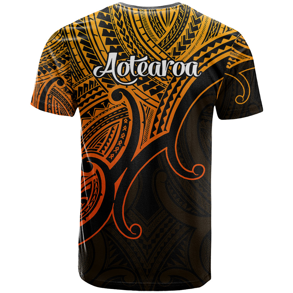 Aotearoa Polynesian T Shirt with Maori Koru Gold - Wonder Print Shop