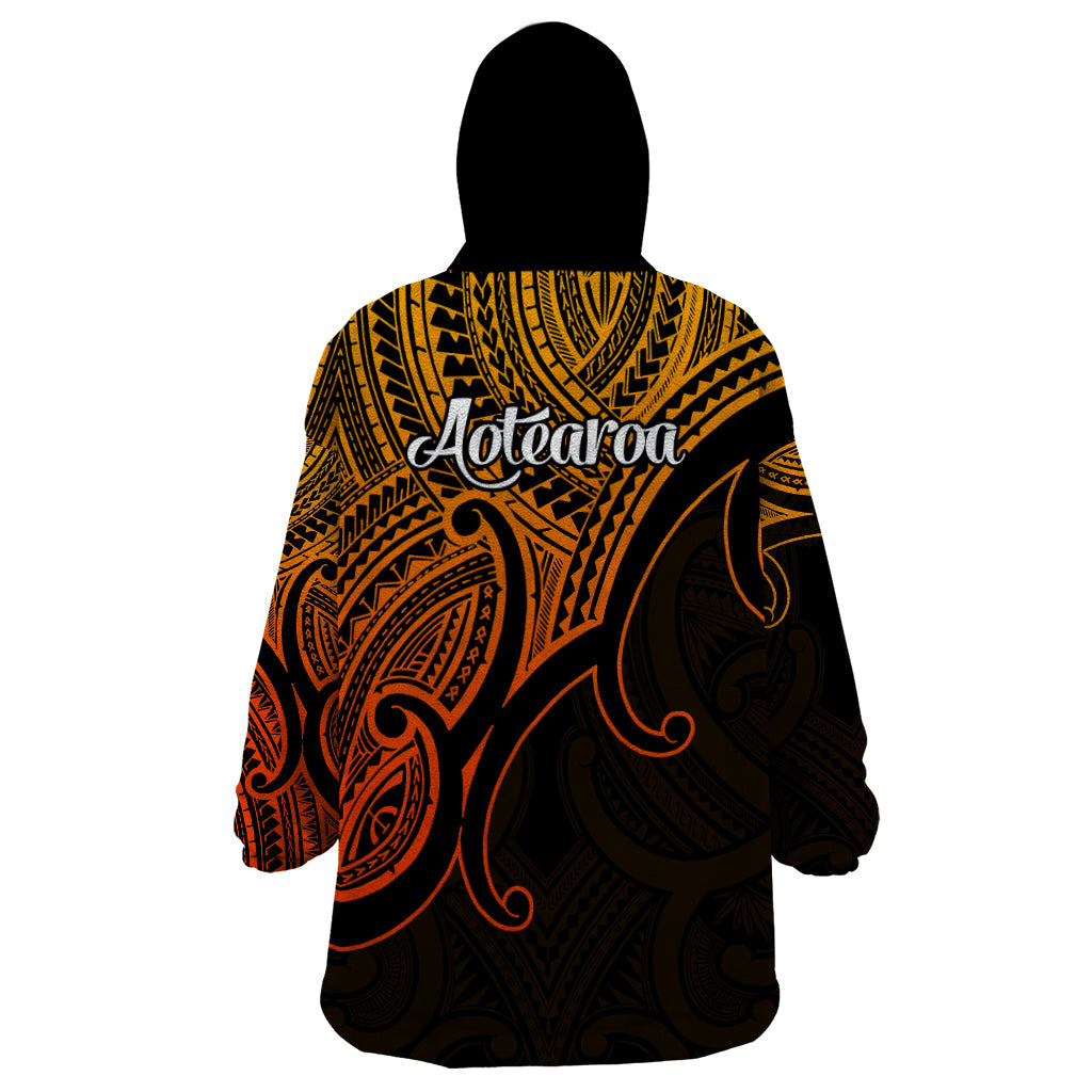 Aotearoa Polynesian Wearable Blanket Hoodie with Maori Koru Gold - Wonder Print Shop