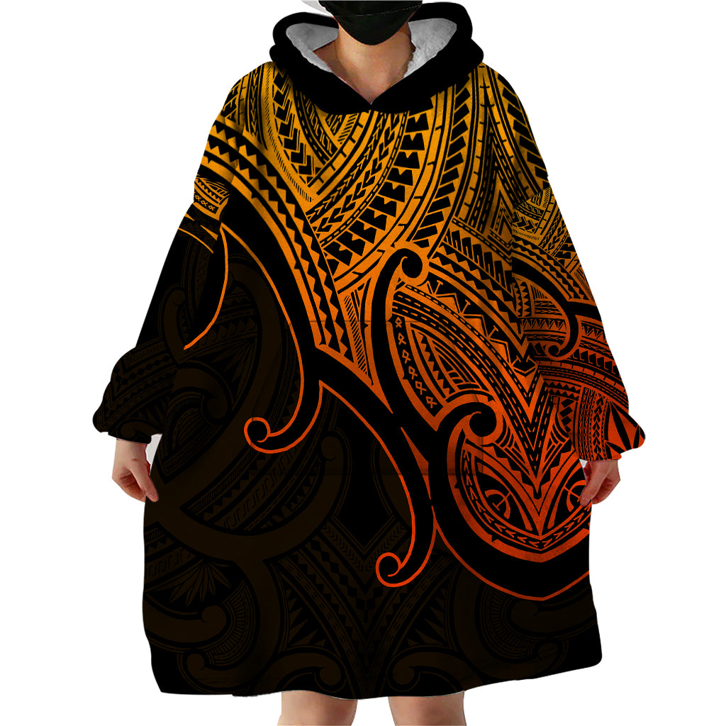 Aotearoa Polynesian Wearable Blanket Hoodie with Maori Koru Gold - Wonder Print Shop