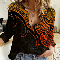 Aotearoa Polynesian Women Casual Shirt with Maori Koru Gold - Wonder Print Shop