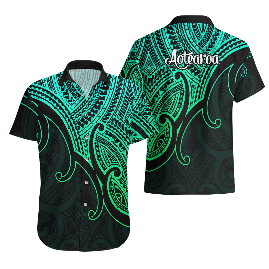 Aotearoa Polynesian Hawaiian Shirt with Maori Koru Green - Wonder Print Shop