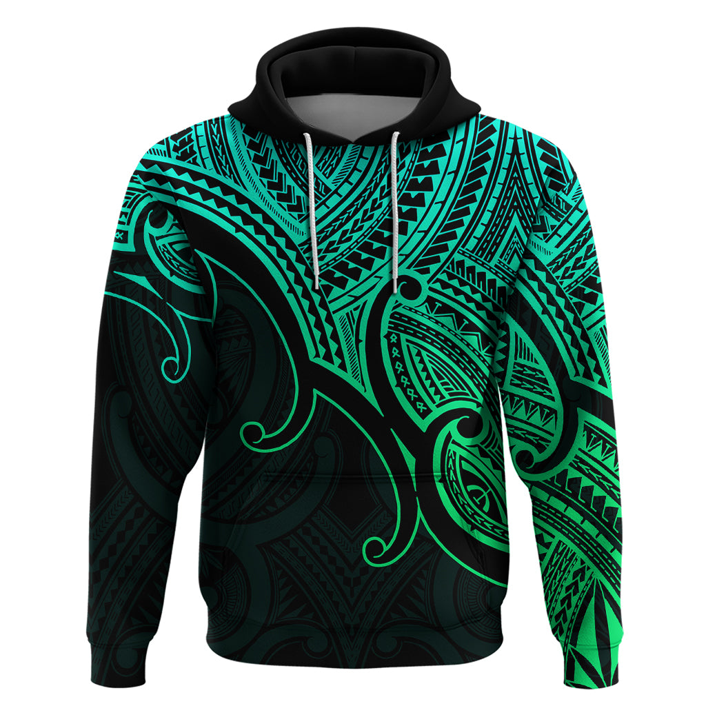 Aotearoa Polynesian Hoodie with Maori Koru Green - Wonder Print Shop