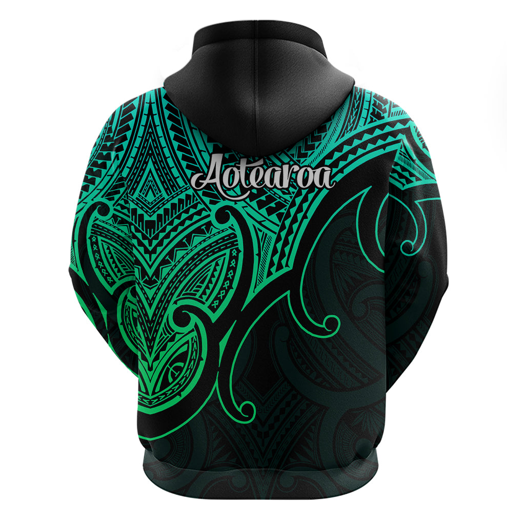 Aotearoa Polynesian Hoodie with Maori Koru Green - Wonder Print Shop