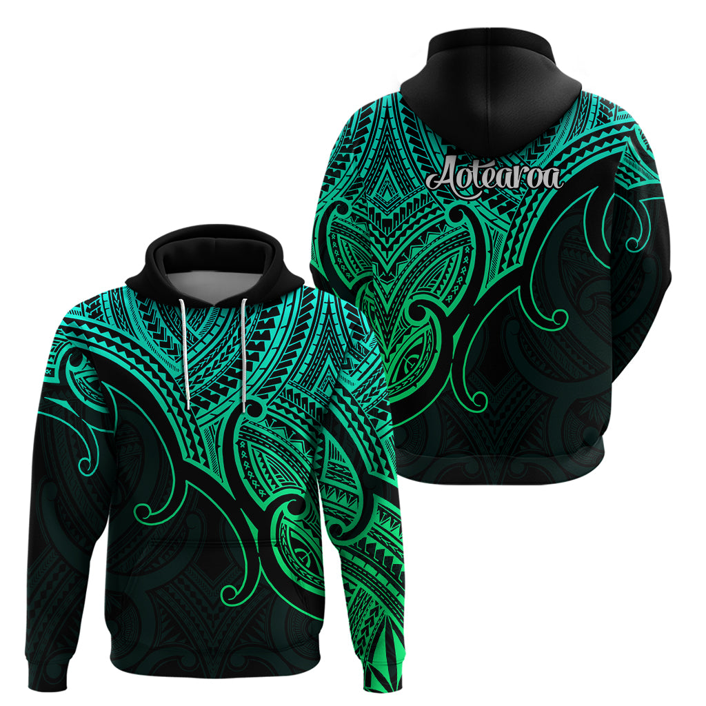 Aotearoa Polynesian Hoodie with Maori Koru Green - Wonder Print Shop