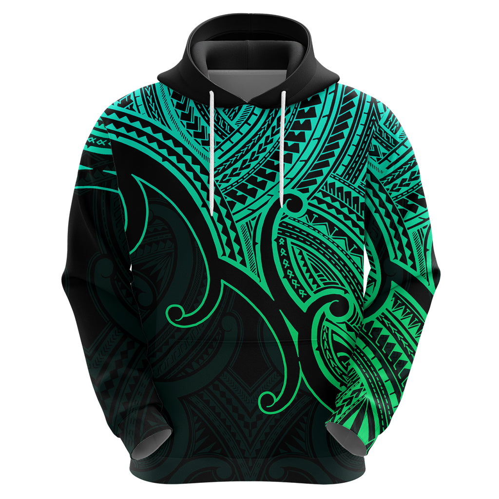 Aotearoa Polynesian Hoodie with Maori Koru Green - Wonder Print Shop