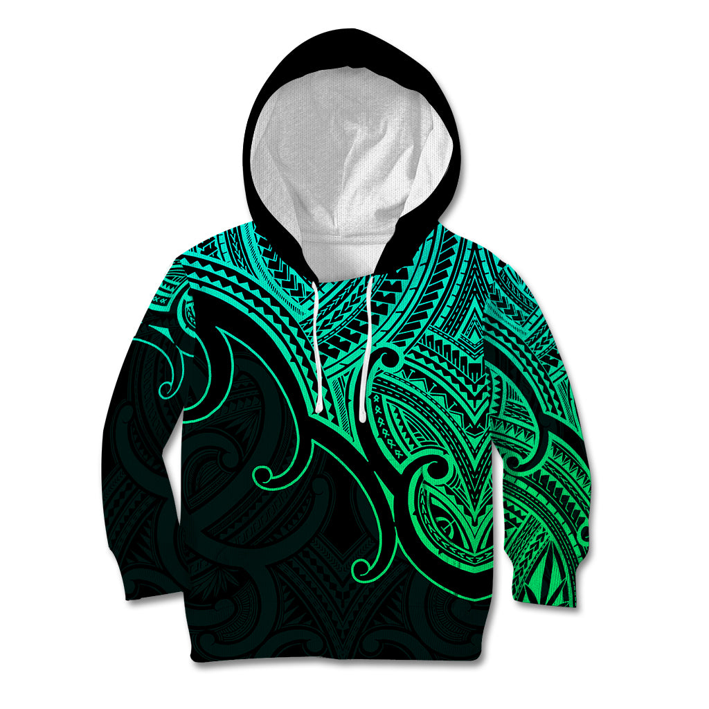 Aotearoa Polynesian Kid Hoodie with Maori Koru Green - Wonder Print Shop
