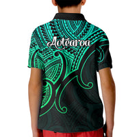 Aotearoa Polynesian Kid Polo Shirt with Maori Koru Green - Wonder Print Shop