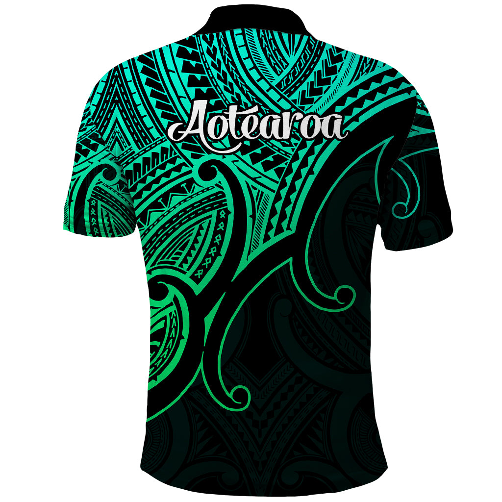 Aotearoa Polynesian Polo Shirt with Maori Koru Green - Wonder Print Shop