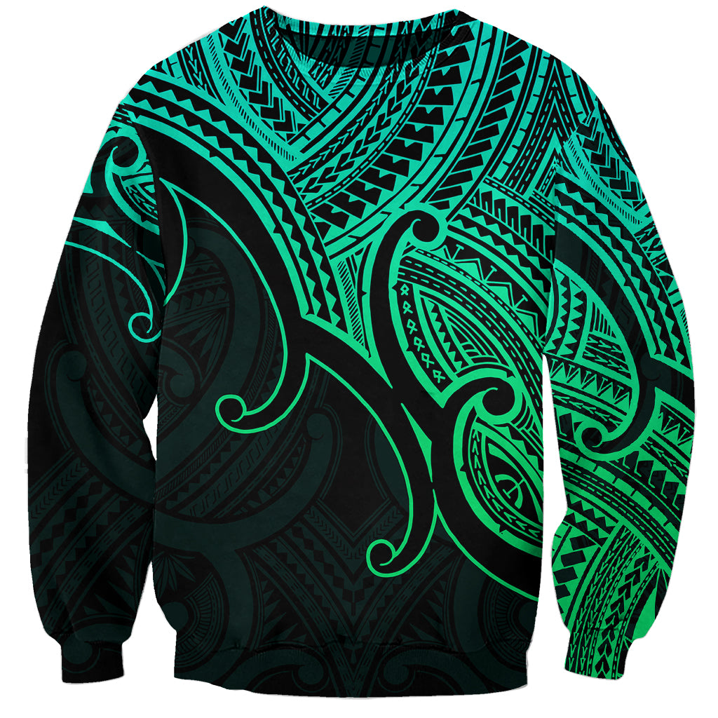 Aotearoa Polynesian Sweatshirt with Maori Koru Green - Wonder Print Shop