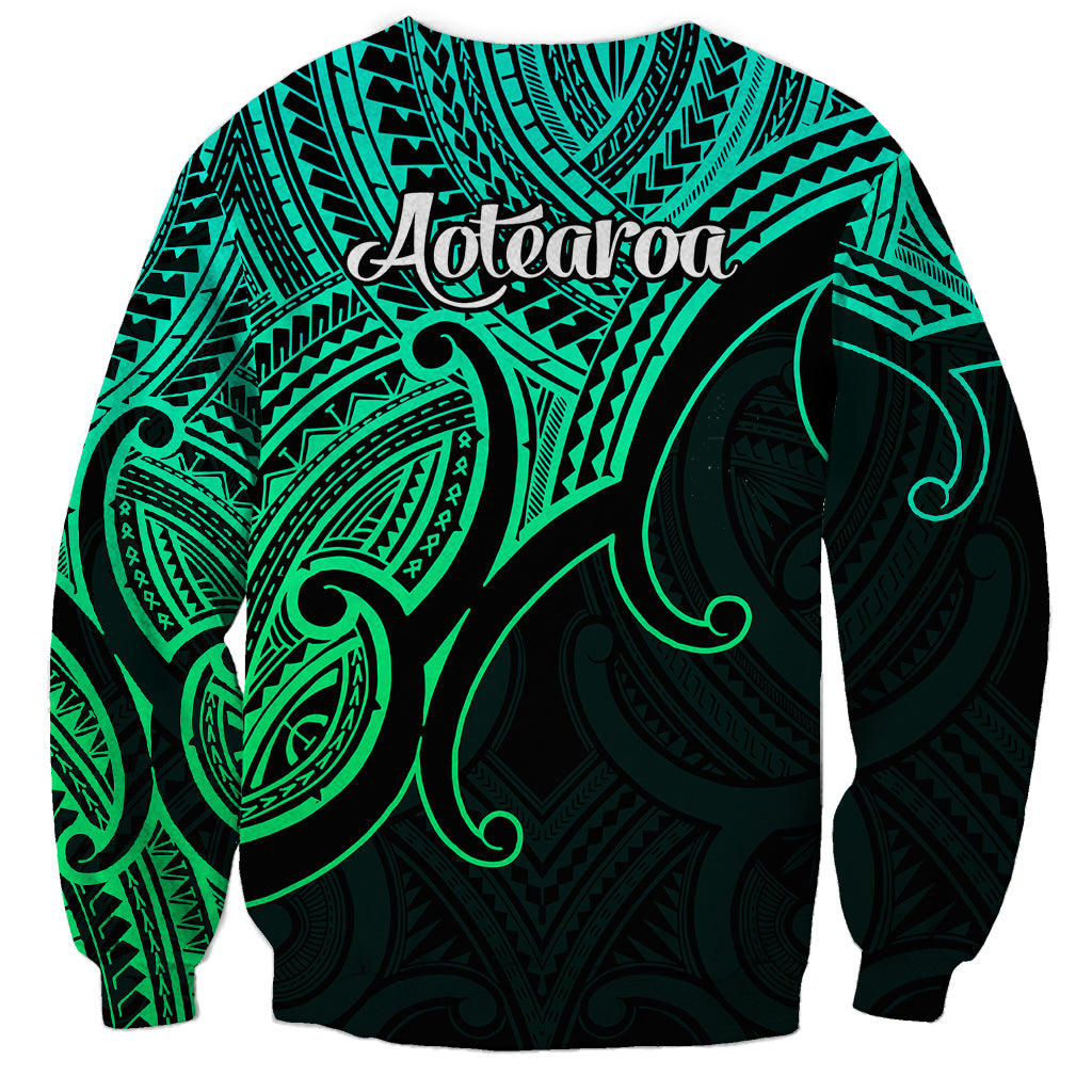 Aotearoa Polynesian Sweatshirt with Maori Koru Green - Wonder Print Shop