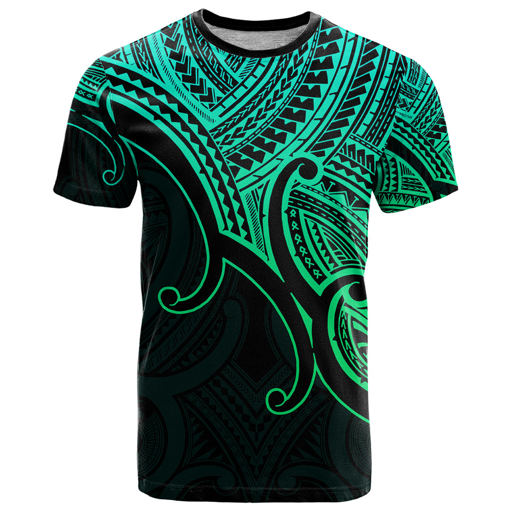 Aotearoa Polynesian T Shirt with Maori Koru Green - Wonder Print Shop