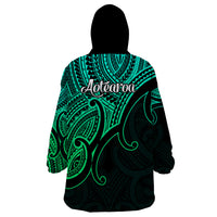 Aotearoa Polynesian Wearable Blanket Hoodie with Maori Koru Green - Wonder Print Shop