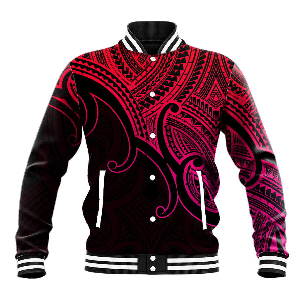 Aotearoa Polynesian Baseball Jacket with Maori Koru Pink LT9 - Wonder Print Shop